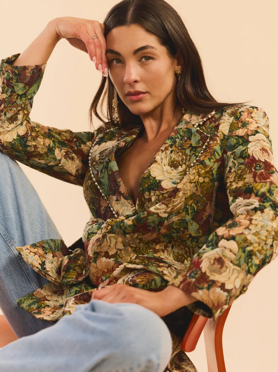 Meredith Blazer in Flora Floral Jacquard