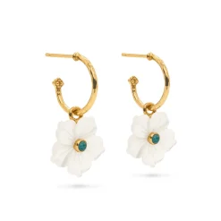 Mermaid Garden Hoop Earrings with Flower Charm