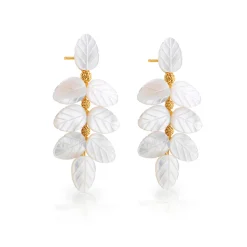 Mermaid Garden Vine Drop Earrings in Mother of Pearl