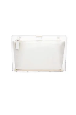 Mia Acrylic Clutch with Ivory Satin Zipper Pouch
