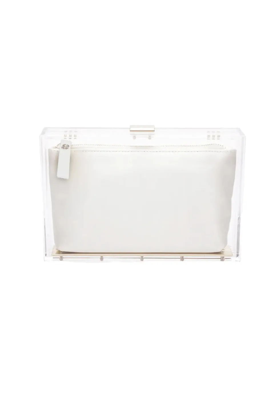 Mia Acrylic Clutch with Ivory Satin Zipper Pouch