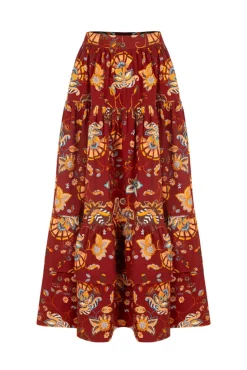 Mia Top And Skirt Set Burgundy