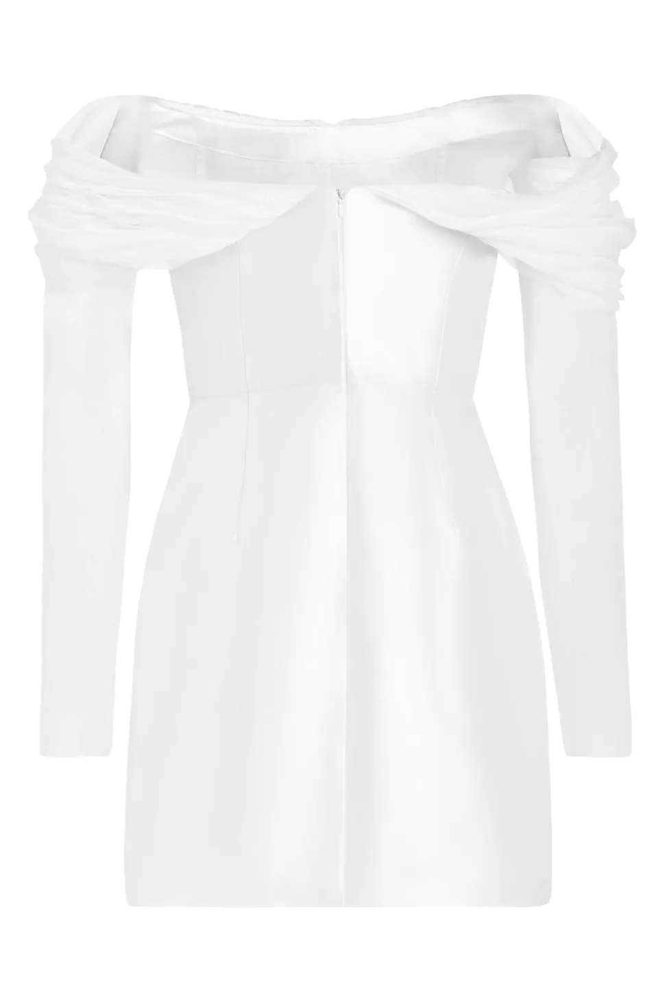 Mia White Silk Mini Dress With Neckline Drape