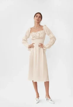 Michelin Silk Dress in Pearl White
