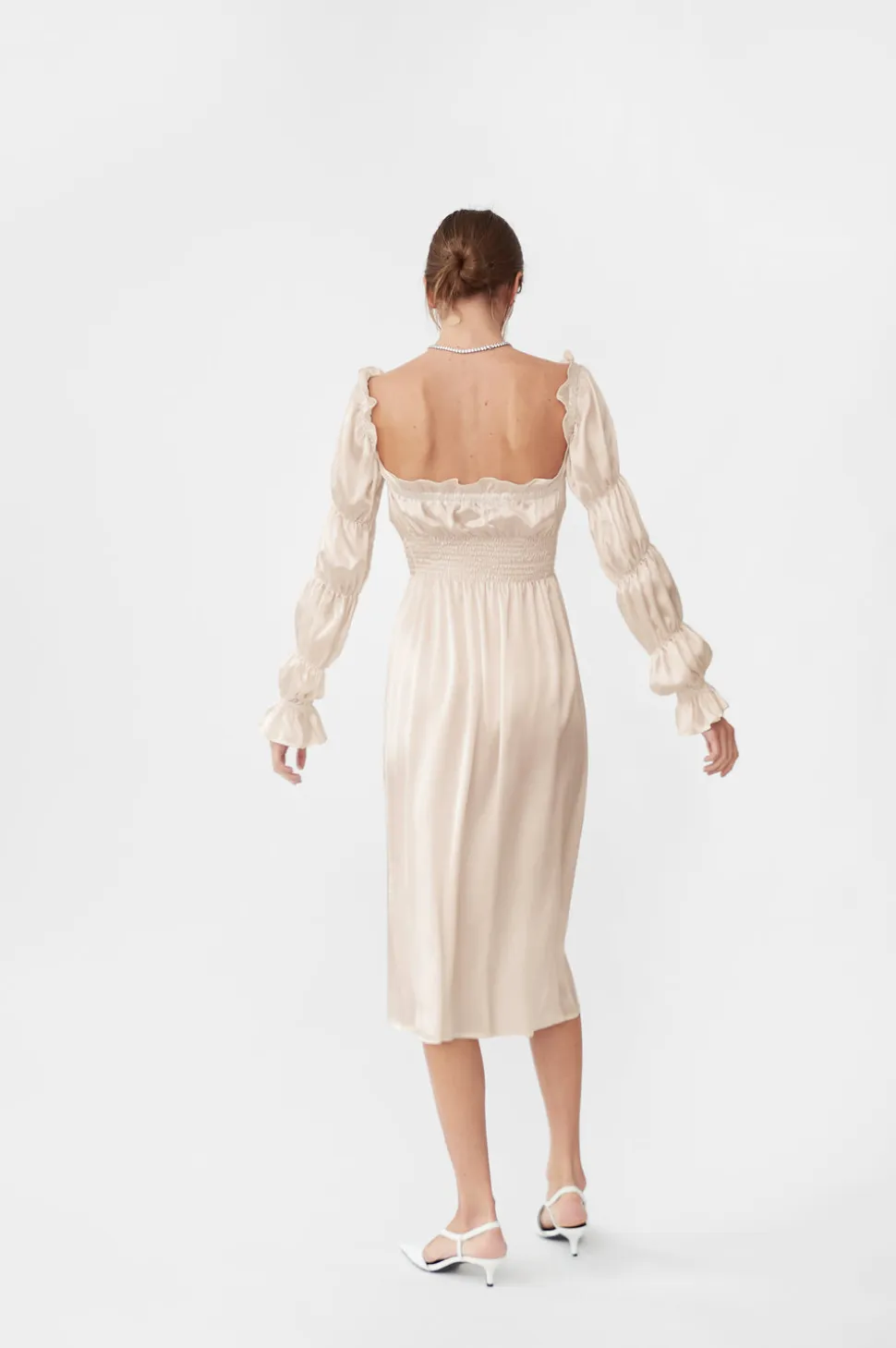 Michelin Silk Dress in Pearl White