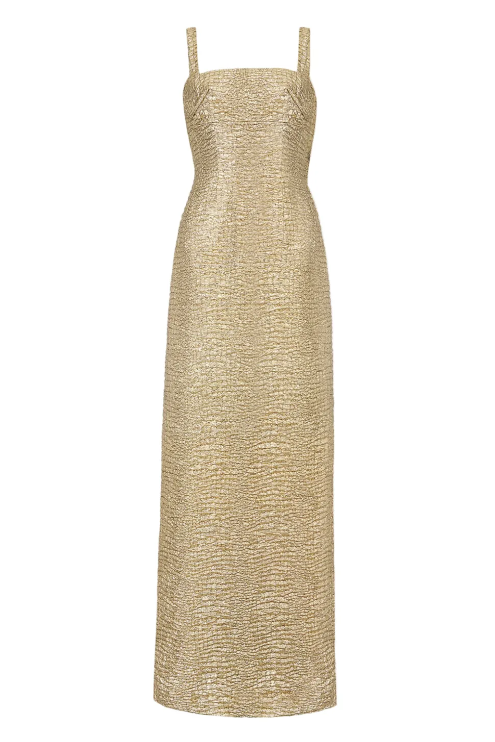 Micheline Dress in Gold Metallic Seersucker