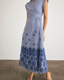 Midi Shivon Dress in Blue & Optic White