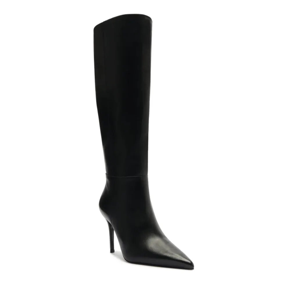 Mikki Up Leather Boot in Black