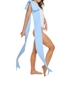 Milly White One-Piece With Blue Bow