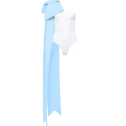 Milly White One-Piece With Blue Bow