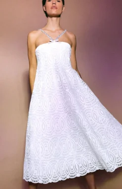 Mina Dress in Ivory Raffia Lace
