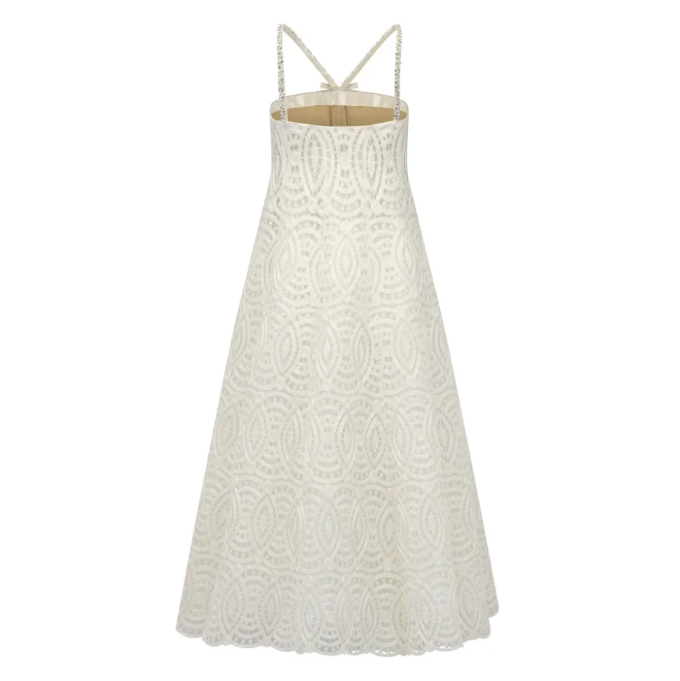Mina Dress in Ivory Raffia Lace