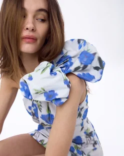 Mindy Dress in Ivory & Bellflower