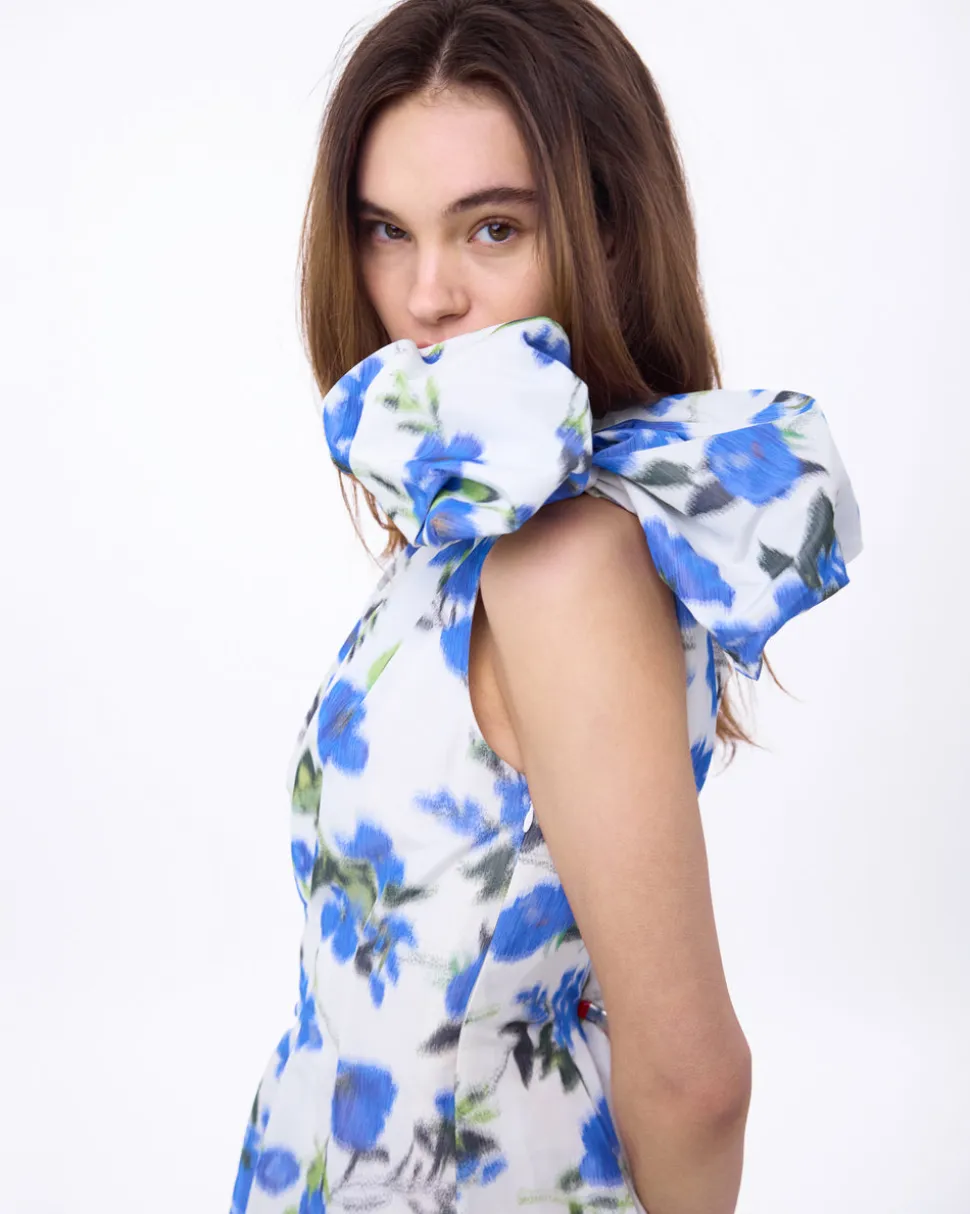 Mindy Dress in Ivory & Bellflower