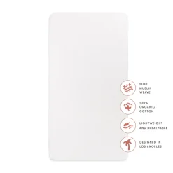 Mini Crib Sheet in GOTS Certified Organic Muslin Cotton in White