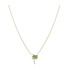 Mini Diamond & Garnet Palm Tree Necklace