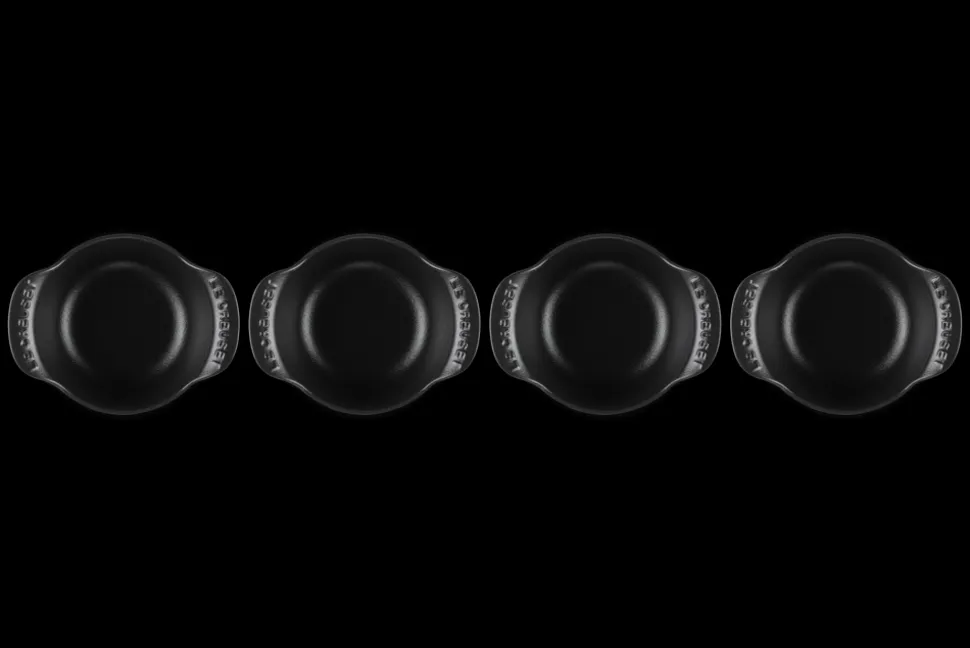 Mini Round Braiser 1/3 QT in Matte Black with Sterling Silver Knobs, Set of 4