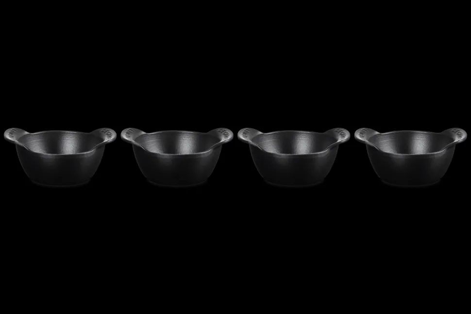 Mini Round Cocotte Base 1/3 QT in Matte Black, Set of 4