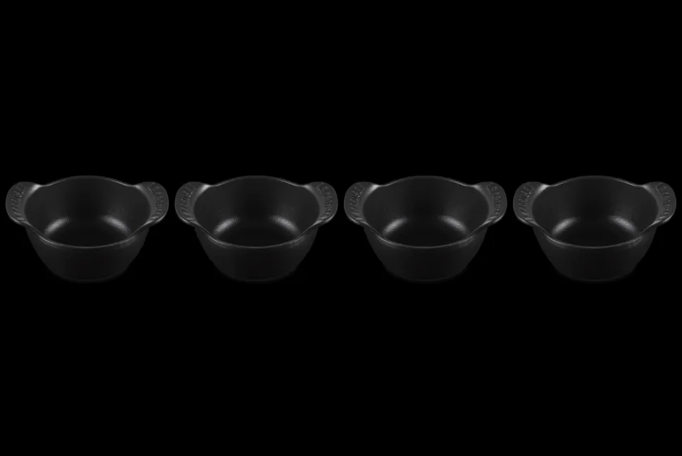 Mini Round Cocotte Base 1/3 QT in Matte Black, Set of 4