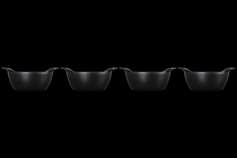 Mini Round Cocotte Base 1/3 QT in Matte Black, Set of 4