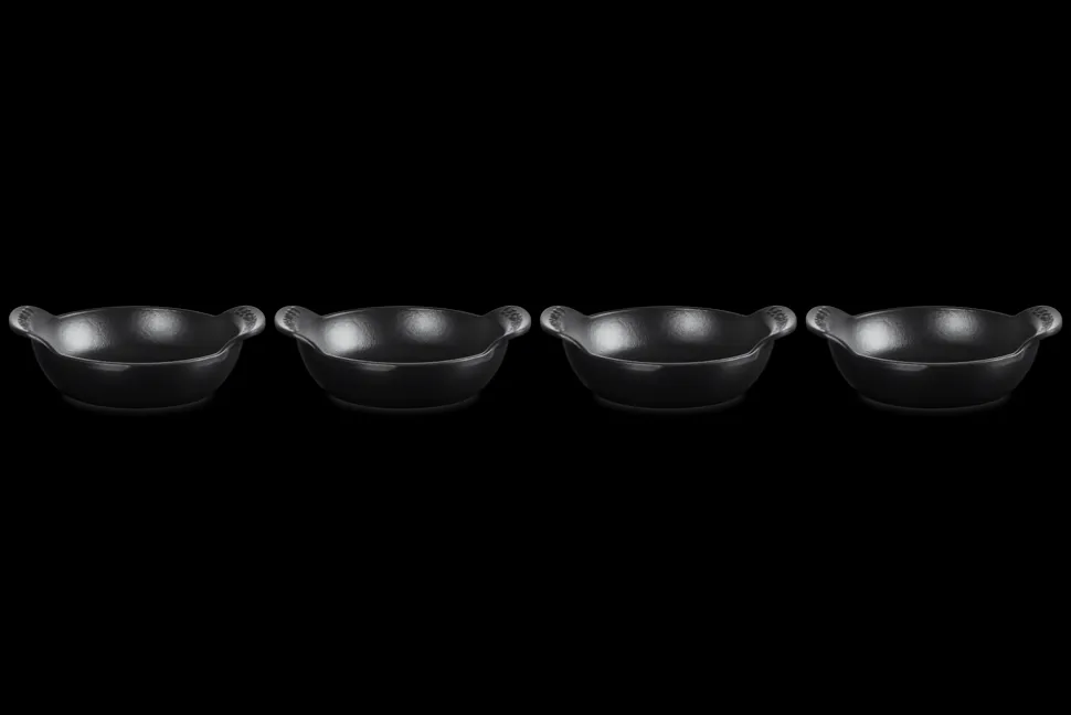 Mini Round Cocotte Base 1/3 QT in Matte Black, Set of 4
