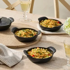 Mini Round Cocotte Base 1/3 QT in Matte Black, Set of 4
