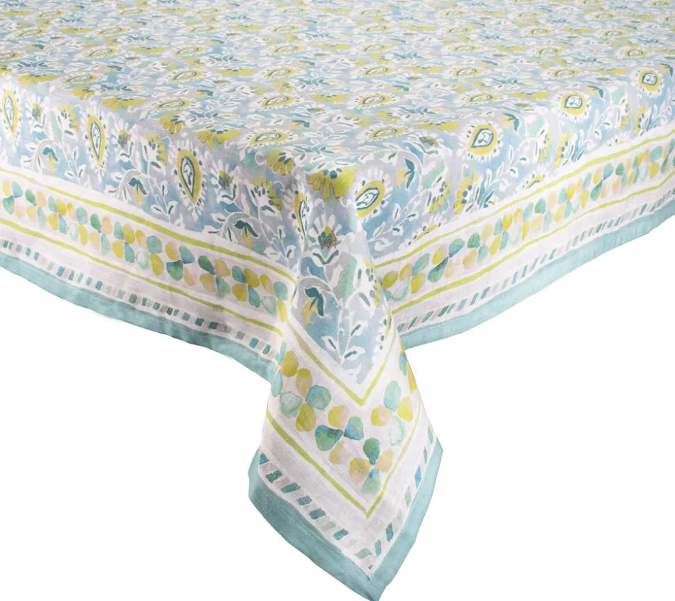 Mira Tablecloth in Seafoam & Green