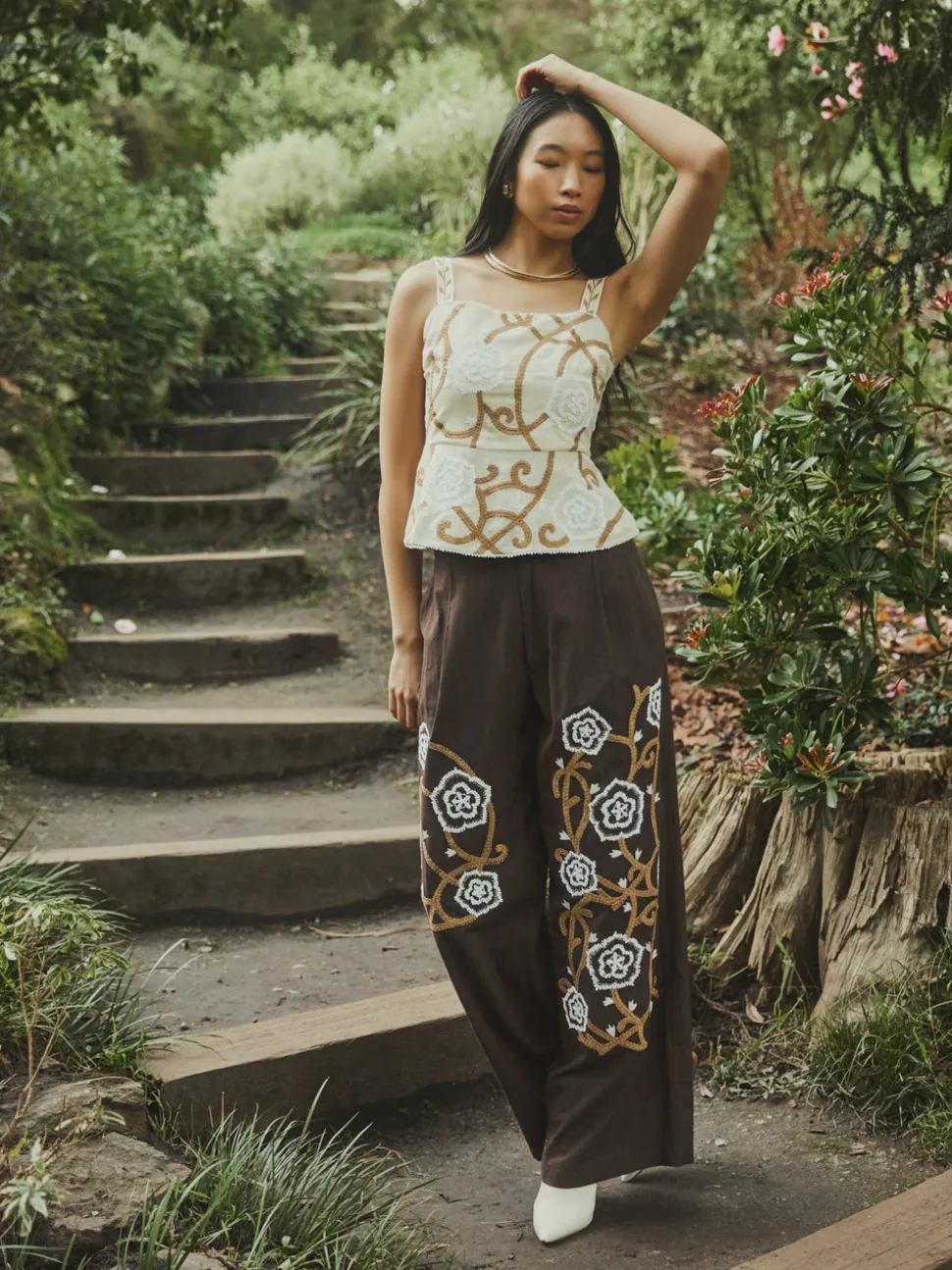 Miranda Top in Khaki Garden