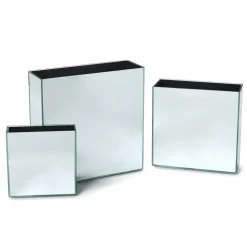 Mirrored Square Vases, Set of 3