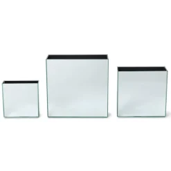 Mirrored Square Vases, Set of 3