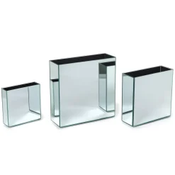 Mirrored Square Vases, Set of 3