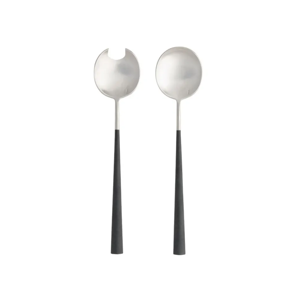 Mito Collection Salad Serving Set in Brushed Black Cable, Set of 2