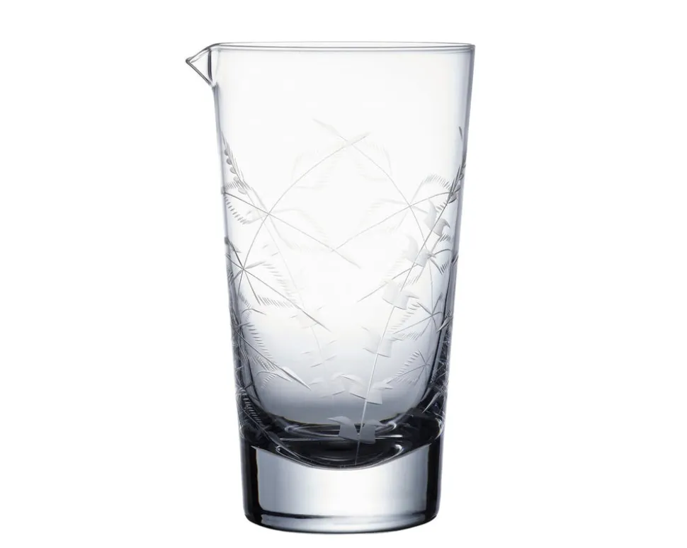 Mixing Glass With Fern Design