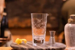 Mixing Glass With Fern Design