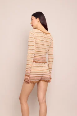 Moira Shorts in Clay Striped Lurex Crochet