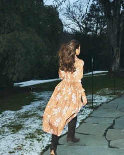 Molly Dress in Floral Burnt Orange