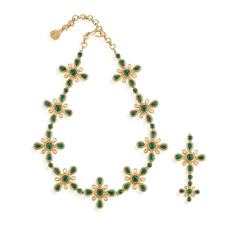 Monique Gem Convertible Necklace in Malachite