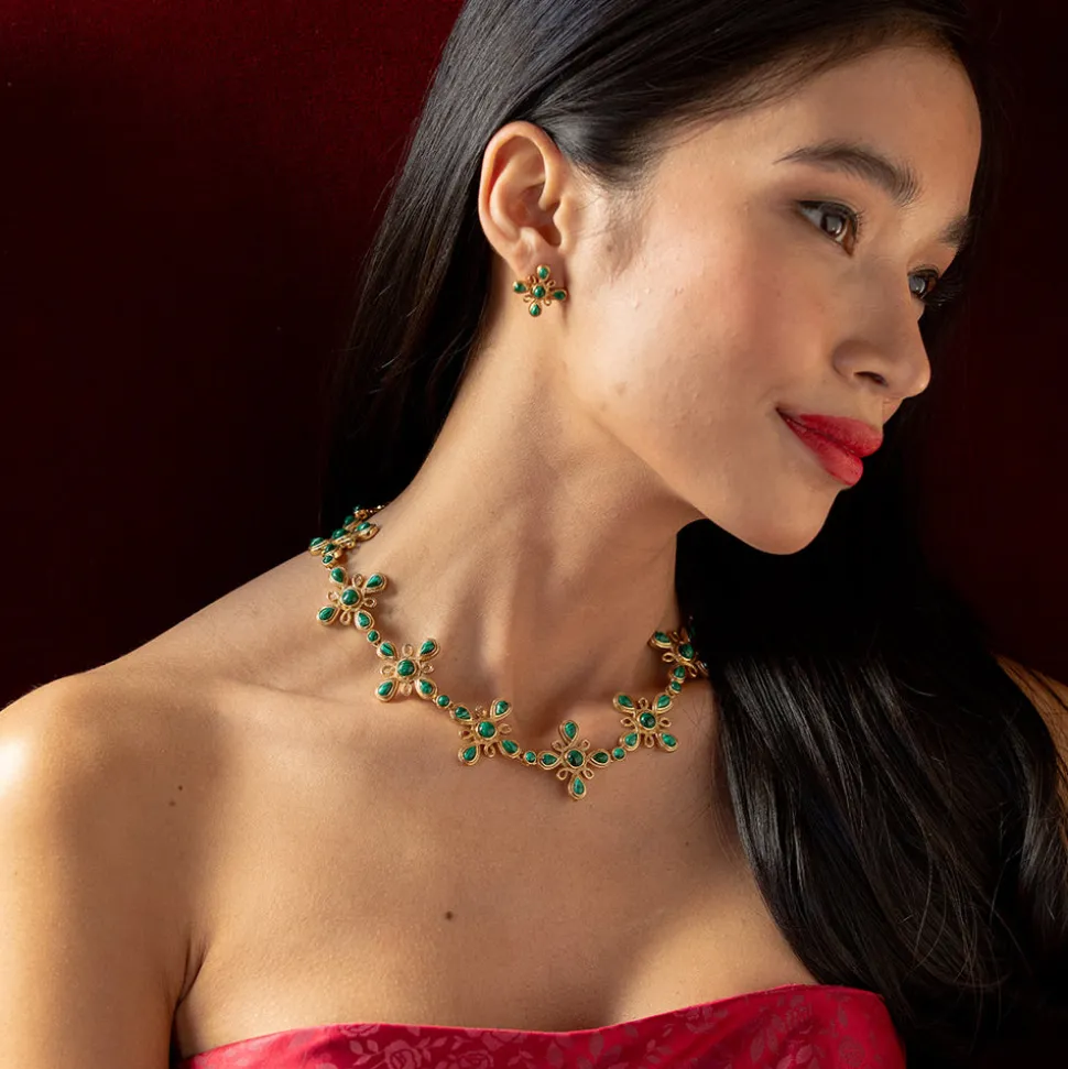 Monique Gem Convertible Necklace in Malachite