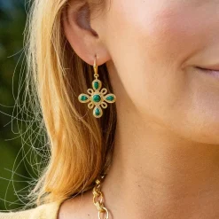 Monique Gem Dangle Earrings in Malachite