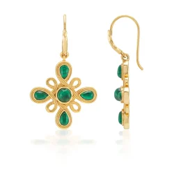 Monique Gem Dangle Earrings in Malachite