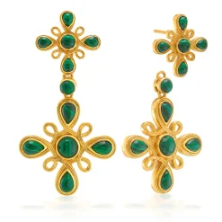 Monique Gem Double Drop Earrings in Malachite