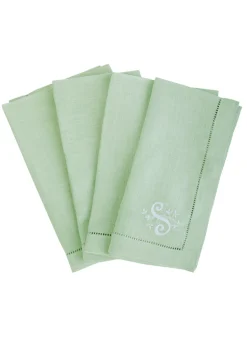 Monogram Dinner Napkin In Mint, Set of 4
