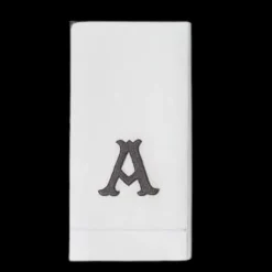 Monogram Nouveau Hand Towel in Gray on White