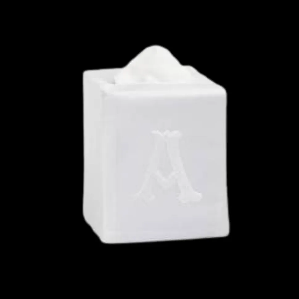 Monogram Nouveau Tissue Box in White on White