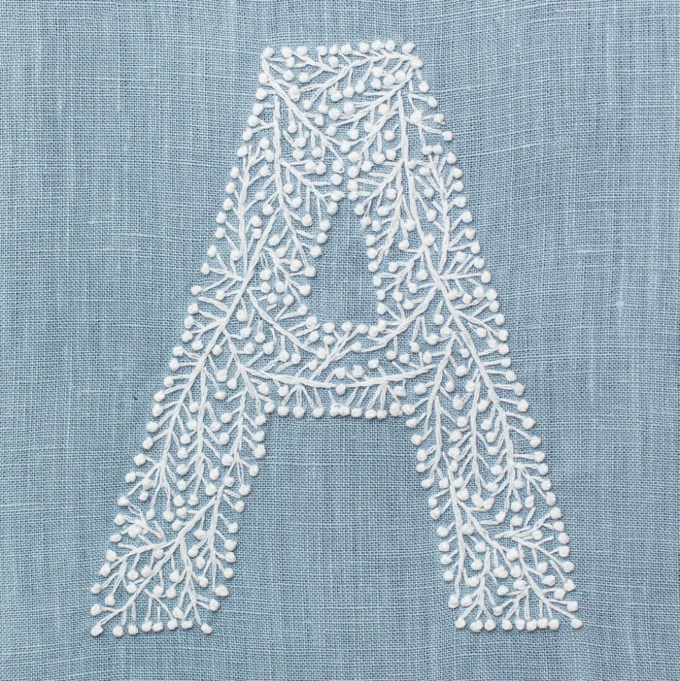 Monogram Twig Hand Towel in Sky Blue
