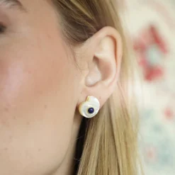 Monomoy Shell Stud in Lapis