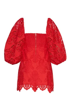 Montauk Dress in Red Embroidered Eyelet