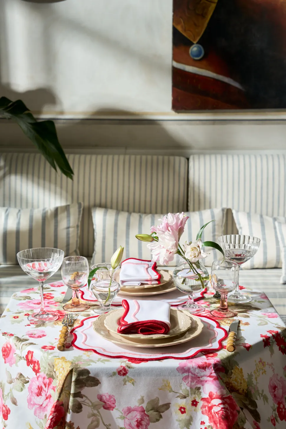 Morgan Placemat and Napkin Set in Pink
