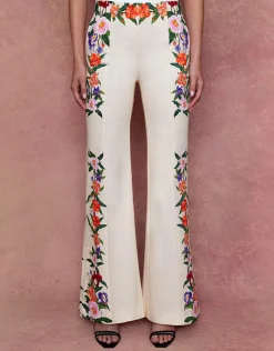 Morgan Twill Trouser in Tree of Life Cream