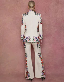 Morgan Twill Trouser in Tree of Life Cream